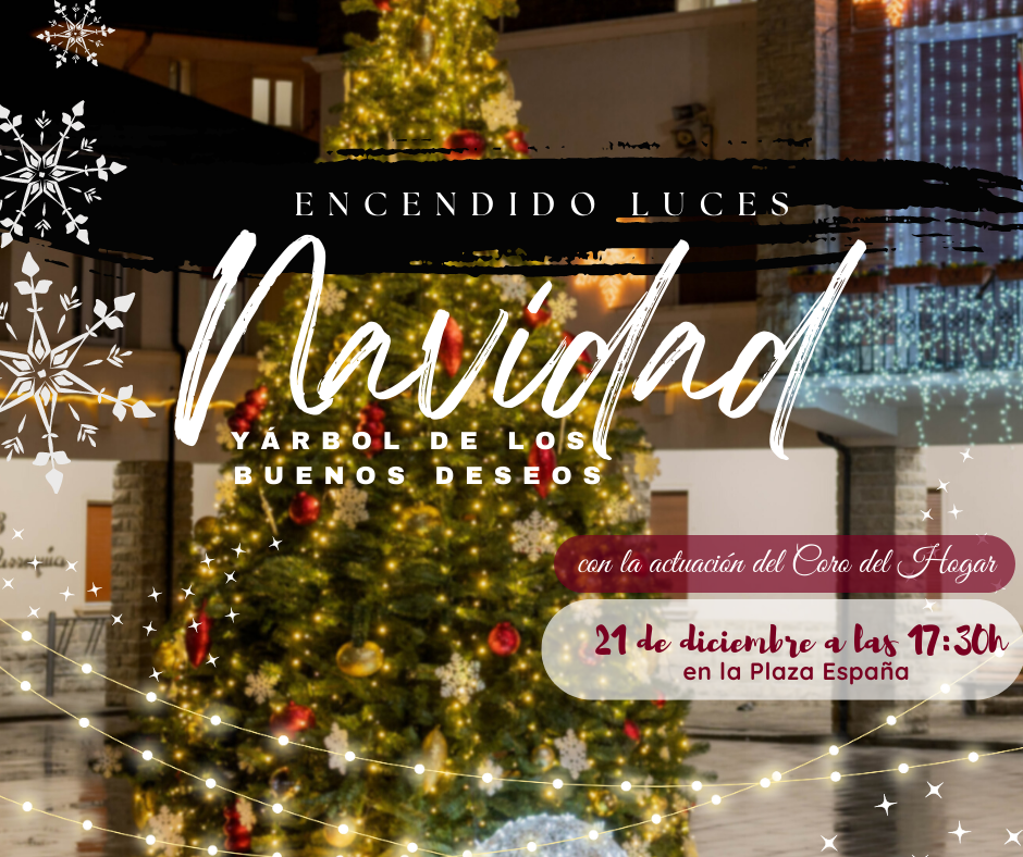 Imagen Encendido luces Navidad y Árbol de los buenos deseos