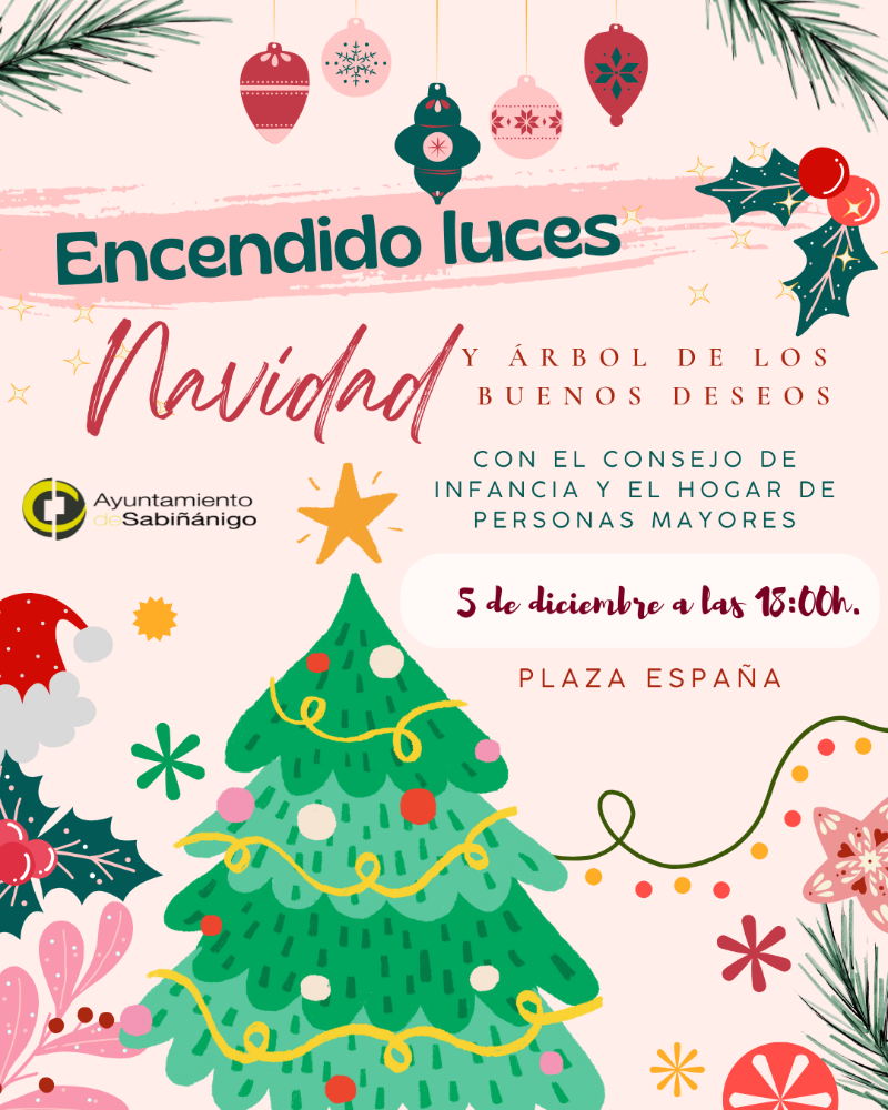 Imagen Encendido de luces de Navidad y árbol de los buenos deseos